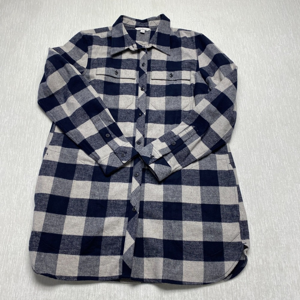 L.L. Bean Navy and Gray Buffalo Plaid Tunic Shirt